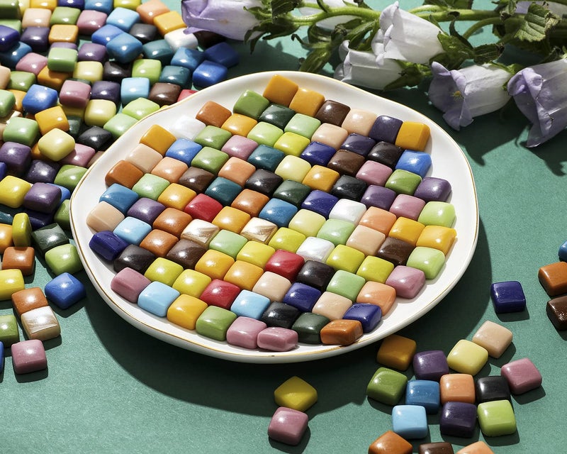 Lanyani 2 Pounds Vibrant Glass Mosaic Tiles for Arts and Crafts, Colorful Bulk Loose Mosaic Glass Pieces Square Stone Tiles, 1/2 inch, 500 Pcs - Image 4
